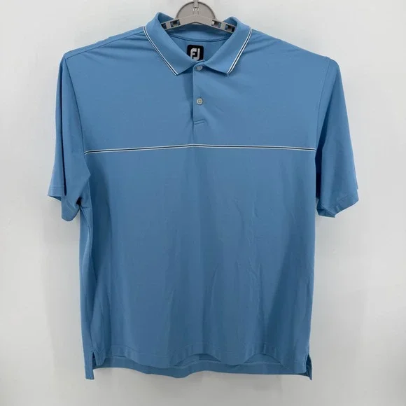 FootJoy ProDry Mens 2XL Blue Chest Stripe Performance Golf Polo Shirt 29578
