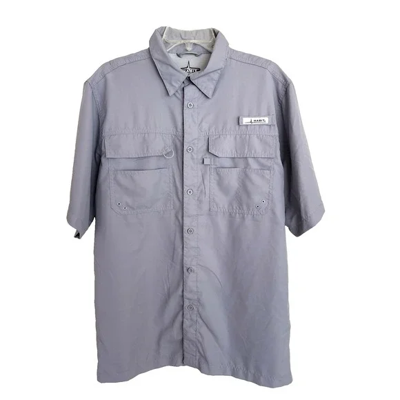 Habit Fishing Shirt Mens Medium Sharkskin UPF‎ 40+ Vented Pockets Performance
