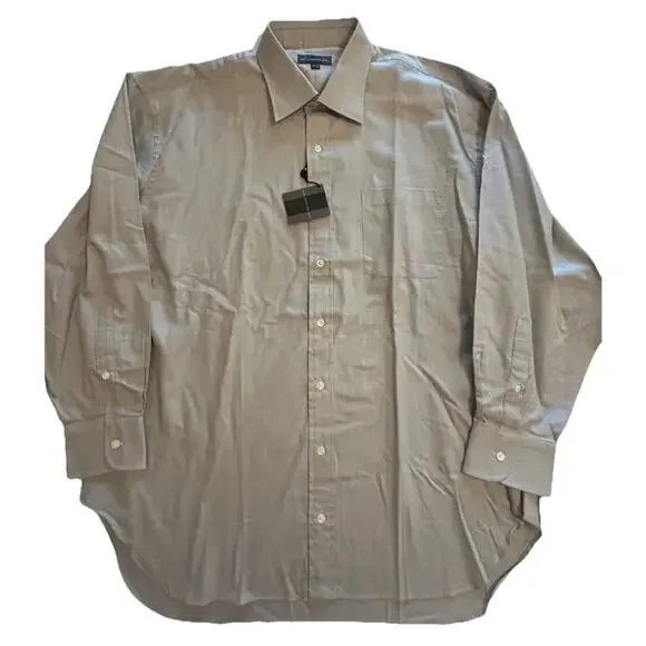 NWT hart schaffner marx Men’s Long Sleeve dress shirt Green Micro Chest Sz 17-33