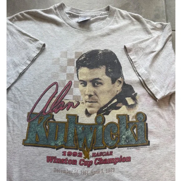 Vintage 1993 Alan Kulwicki NASCAR Winston Cup Champion T-Shirt Grey XL USA Made