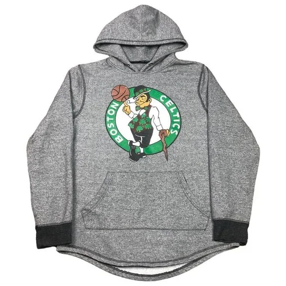 NBA Boston Celtics‎ Logo Gray Hooded Sweatshirt Adult Size Medium