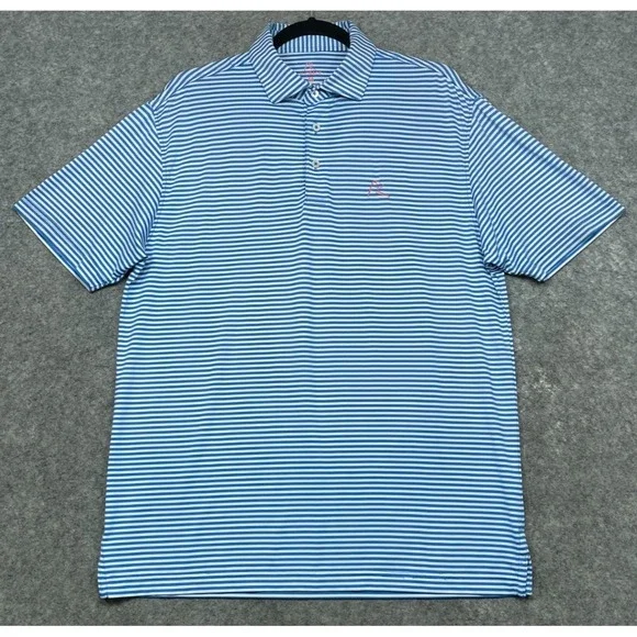 Rhoback Striped Polo Shirt Blue White Medium