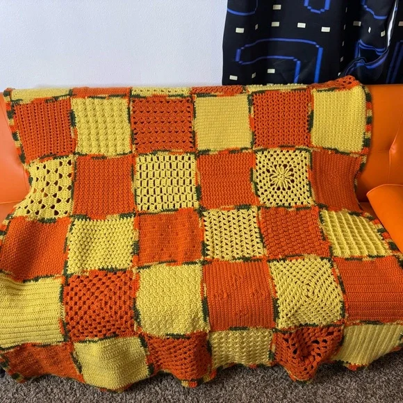 1970s Pumpkin‎ Patch Granny Sampler Blanket