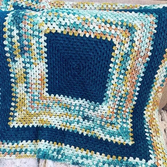 Vintage Crochet Handmade Afghan Baby Blanket Throw
