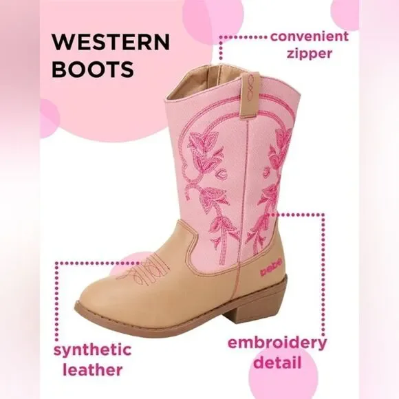 (B-3480) bebe Girls’ Cowgirl Boots – Classic Western Cowboy Boots Sz 6
