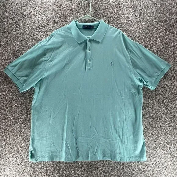 Polo Ralph Lauren Polo Shirt Adult 2XB Blue Short Sleeve Cotton Casual Pony Mens