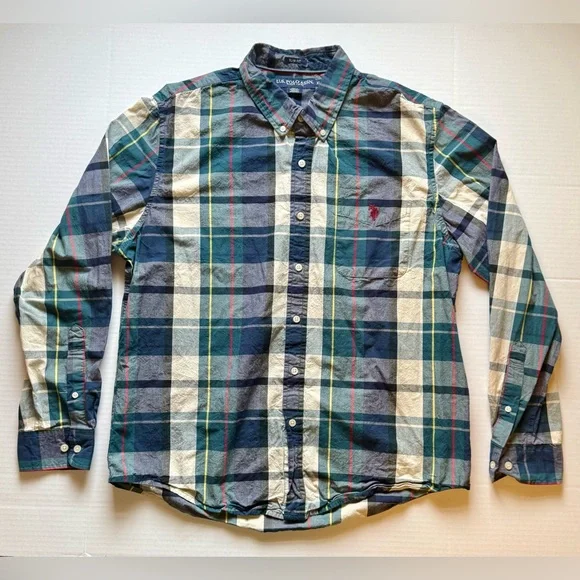 U.S. Polo Assn. Men's Multicolor‎ Plaid Shirt Size XL (0022)A7