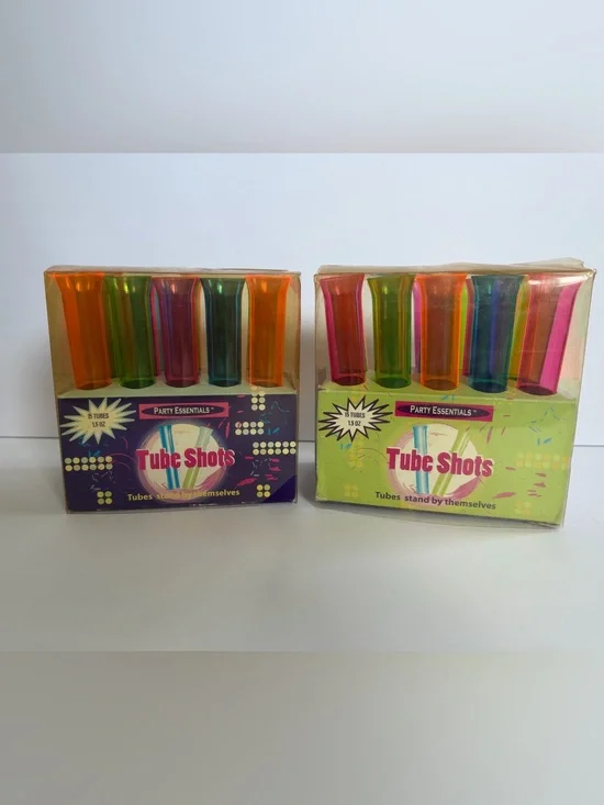 New Party Essentials Neon Tube Shots 30 Total Hard Plastic Test Tubes Lot of 2