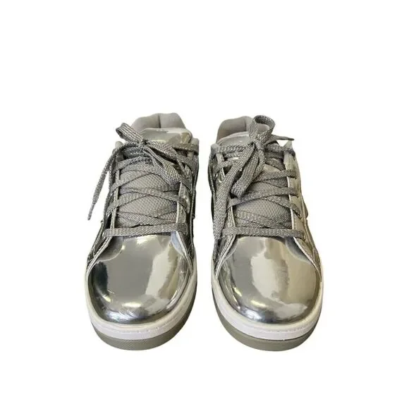 Heelys Silver Kids Premium 1 Lo Lace-up Padded Skate Roller Shoes Size Youth 5