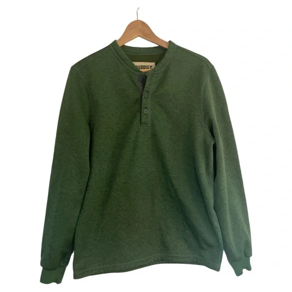Chubbies Henley Sweatshirt Mens Small‎ Green Pullover Long Sleeve Fleece Preppy