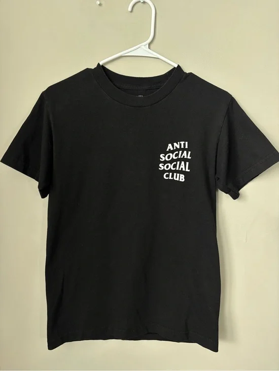 Anti Social Social Club Black Tee with White Chest Logo Size Small