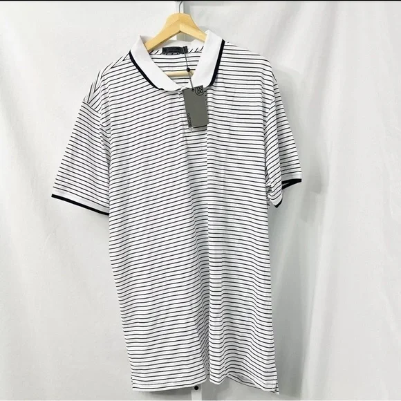 G/Fore Short Sleeve Golf Polo Shirt Mens 2XL‎ XXLarge White Stripe $110