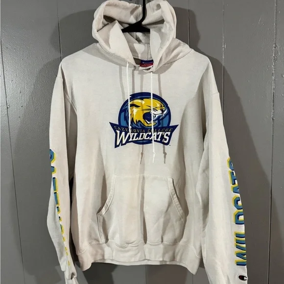 Vtg Mens M Champion Casanova Wildcats Pullover Graphic Print Hoodie NCAA 2 Sided