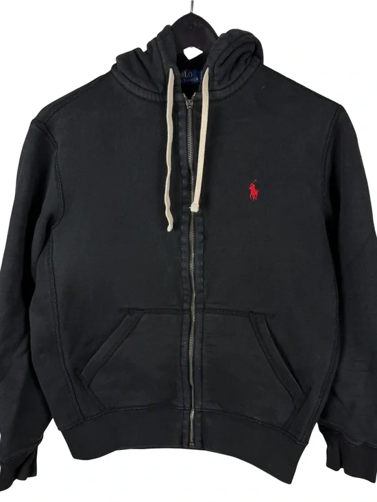 Mens Polo Ralph Lauren Small Pony Full Zip Black Heavyweight Hoodie Size S