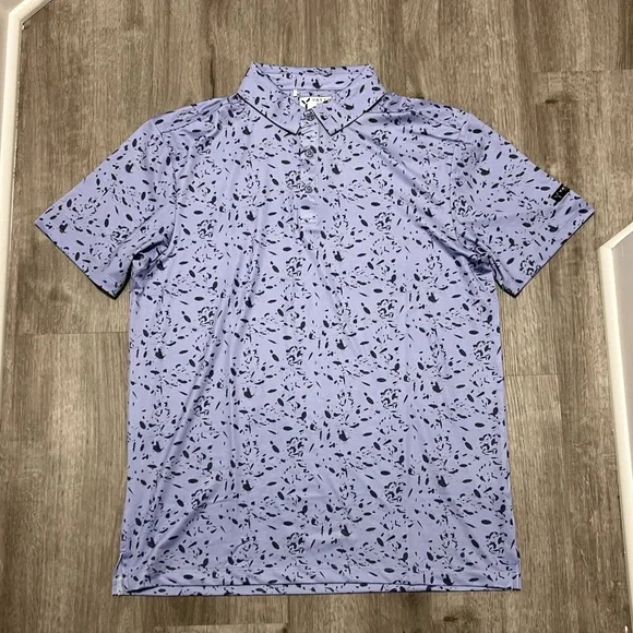 Yatta Golf men’s light purple w/ gray‎ splatter design polo, size M