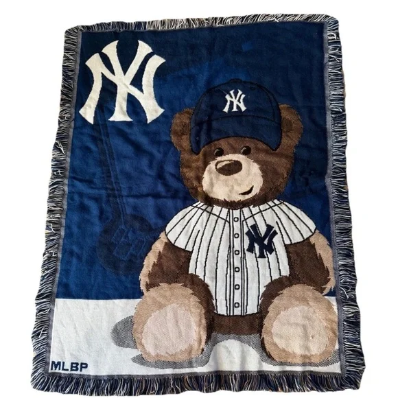 MLB New York Yankees Teddy Bear Throw Knit Blanket‎ Northwest Company 36x47”