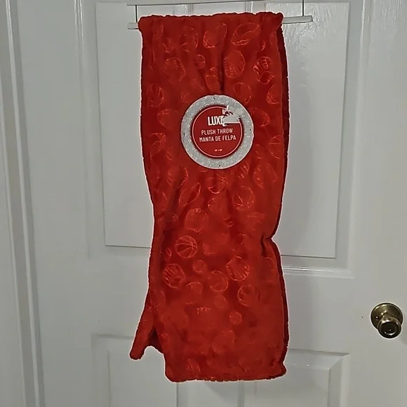 Luxe Orange Red Sports Plush Throw Basketball Baseball Football Tennis 50