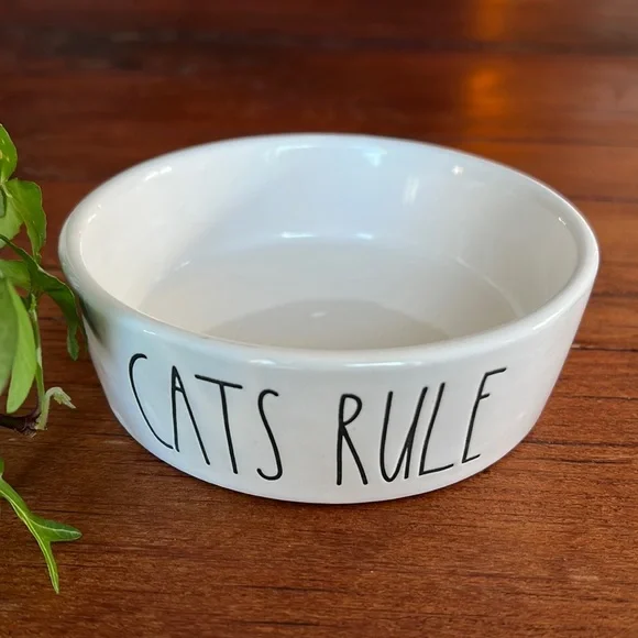 Rae Dunn Artisan Collection Cats Rule ceramic bowl.