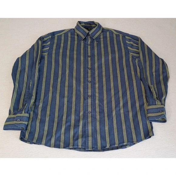 J. Ferrar Modern Fit 80/2 Mercerized Dress Shirt Mens Sz L 16-16.5 Blue Cotton