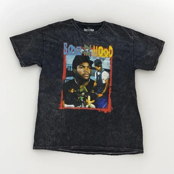 Boyz N The Hood Graphic T-Shirt Mens Large Acid Wash Black Ice Cube Movie Tee 90