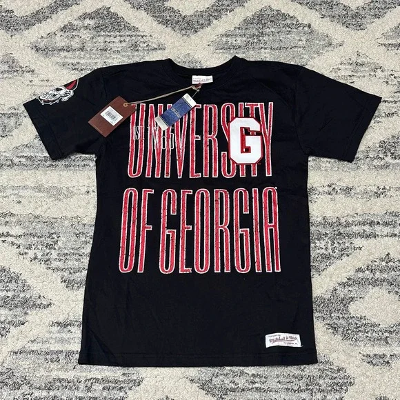 Mitchell & Ness University Of Georgia Bulldogs Tee Shirt Black Men's Size Small