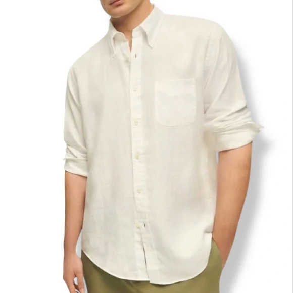 Brooks Brothers Irish Linen Button Down Shirt | XXL | Natural Beige | $45