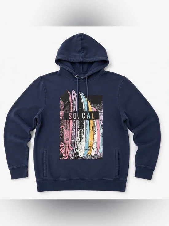 Aeropostale So Cal Surfboard Hoodie Mens M Navy Graphic Pullover Beach Coastal