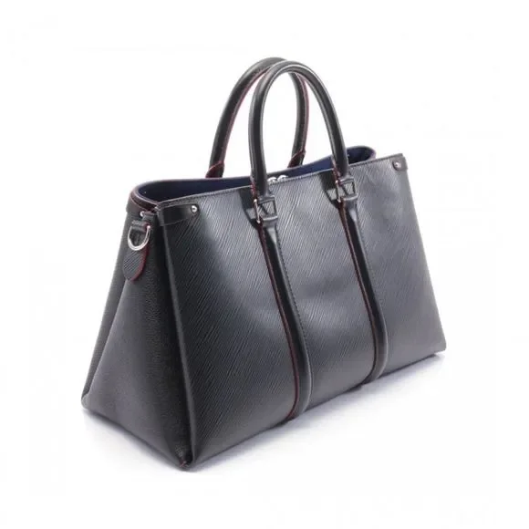 Louis Vuitton Soufflot NV MM Epi Noir Handbag Leather Black 2WAY