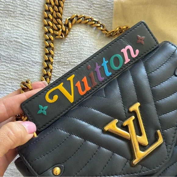 Louis Vuitton Wave Black Quilted Shoulder/Crossbody Bag, Authentic