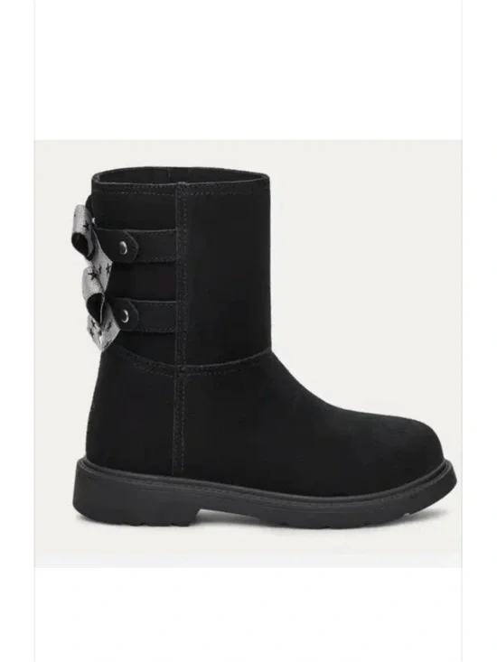UGG Tillie Girls Black Boots SZ 5 Silver Bows Gorpcore Cabincore Cozy Comfy