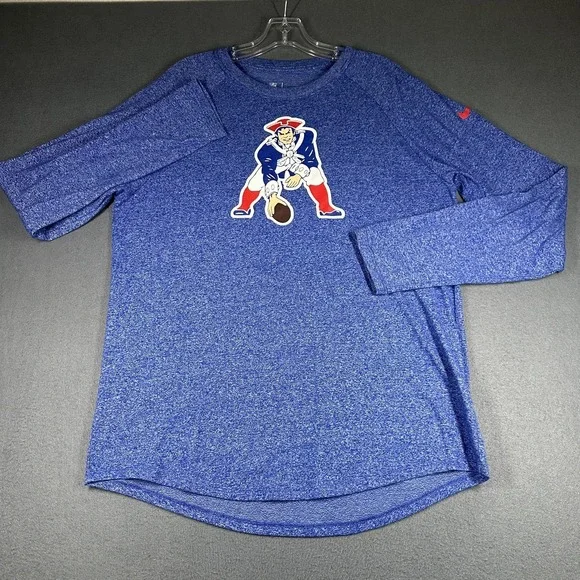 New England Patriots Shirt Mens Large Blue NFL Football Nike Long‎ Sleeve Tee