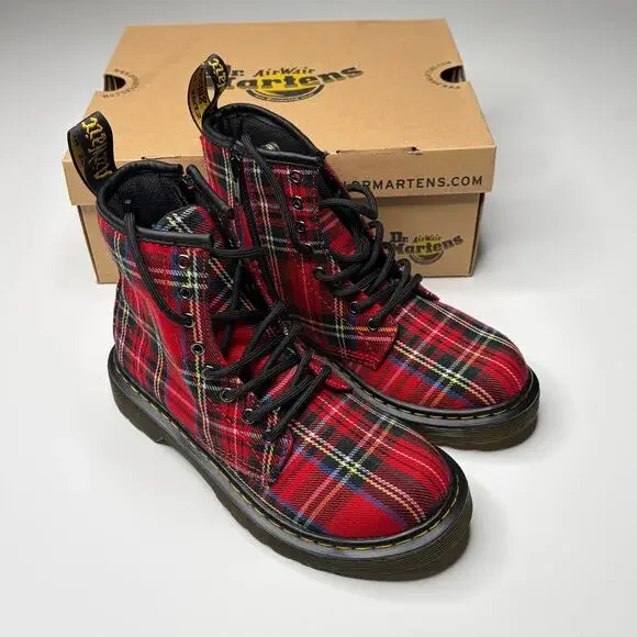 Dr. Martens 1460 Tartan J Red Stewart Plaid Boots New