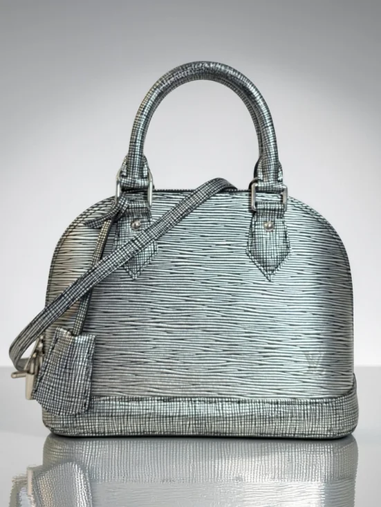 Louis Vuitton Alma BB Epi Leather Metallic Silver Black Crossbody Bag