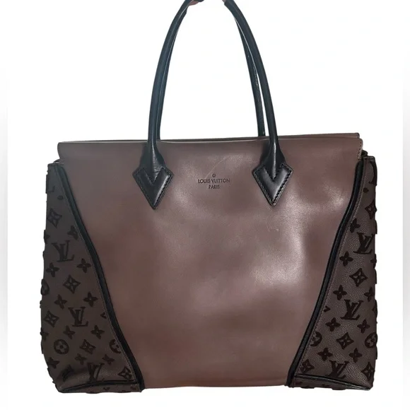 Louis Vuitton W Tote Veau Cashemire Monogram Velvet Velour in Brown