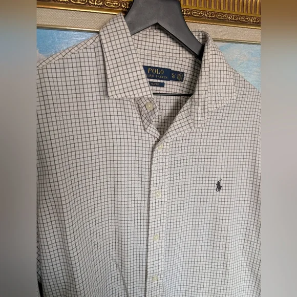 Polo Ralph Lauren Beige Black Checkered Shirt
