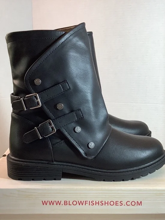 NWT Blowfish Malibu Kids black leather moto boots  big girls 3 or‎ ladies 5.