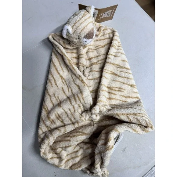 Angel Dear Soft Plush Tiger Lovey Security Blanket Beige/White MPN 1108  NWT