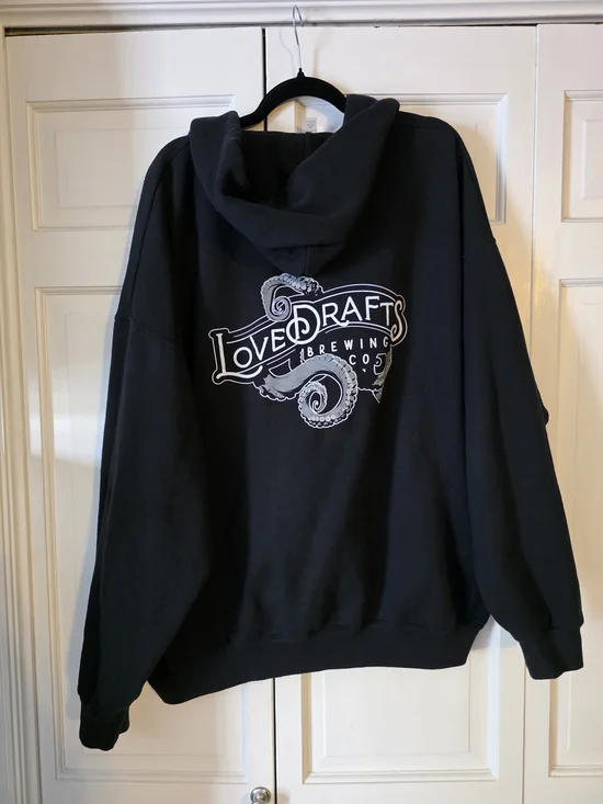 Lovedraft's Brewing Octopus Zip-Up Hoodie 3XL Black Fleece Graphic Sweatshirt