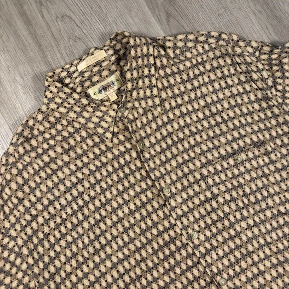 Vintage Campia Moda Rayon Shirt Mens XL Geometric 90s Button Up Soft Lightweight