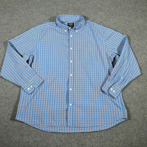 Charles Tyrwhitt Button Down Shirt Tartan Mens XXL Blue Non-Iron Classic Fit‎