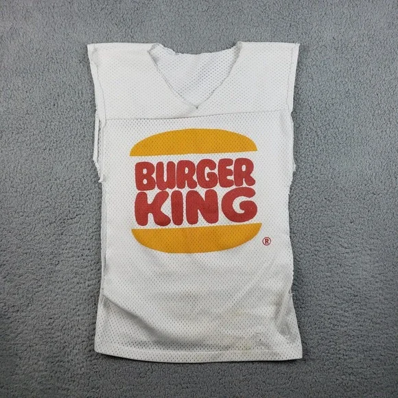 Vintage‎ Burger King Jersey Mens Small White Graphic Sleeveless Cutoff Coker #99