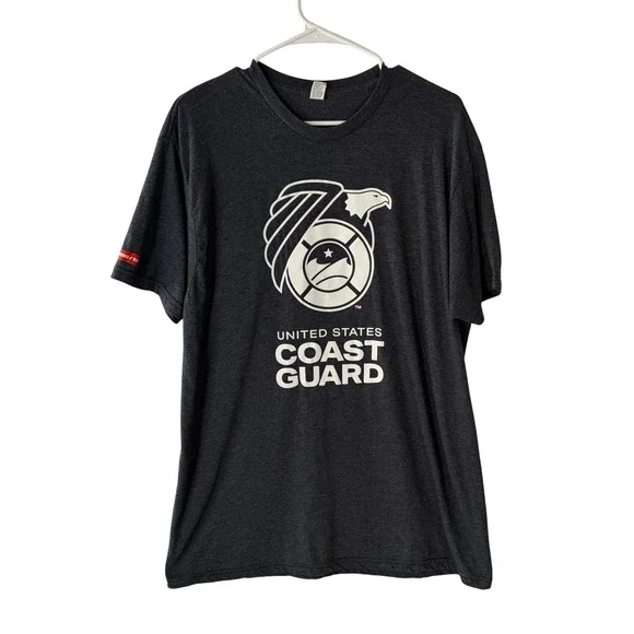 Bayside US Coast Guard Graphic T-Shirt Mens XL Charcoal Grey Tri-Blend Tee