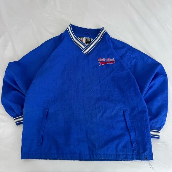 Vintage 90s Shoot The Rock Pullover Windbreaker Babe Ruth Baseball Blue Large‎