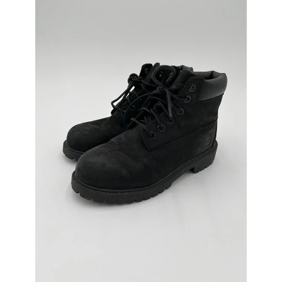 Timberland 6-inch Premium 12707 Boys US 1‎ Boots Black Leather Waterproof Ankle