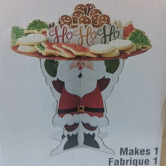 NEW Ho Ho Santa Claus Cookie Treat Stand Xmas Holiday Party Baking Kitchen Decor