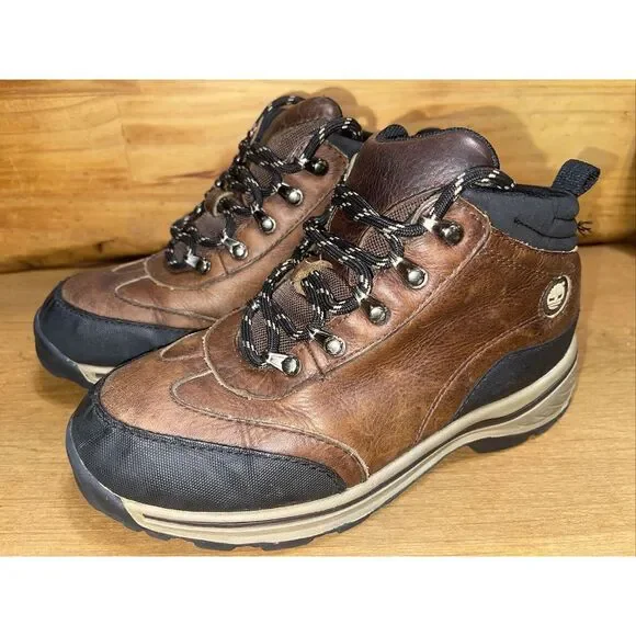 Timberland Boots Boy 2 Brown Leather Camping‎ Hiking School Outdoors Rugged