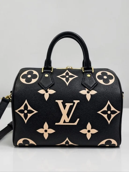 Louis Vuitton Speedy Bandouliere 25 Bicolor Empreinte Black Crossbody Bag