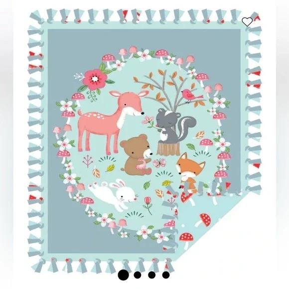 Sweet Woodland No Sew Fleece Blanket, NWT
