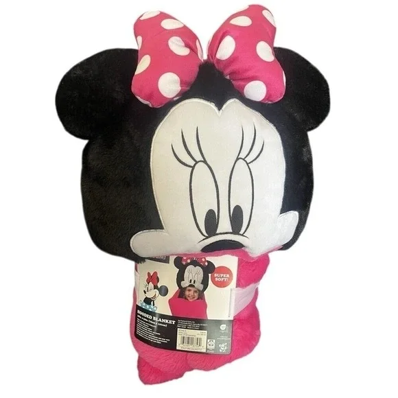 Kids Disney Minnie Mouse Plush Hooded Blanket Throw 30in x 50in NEW
