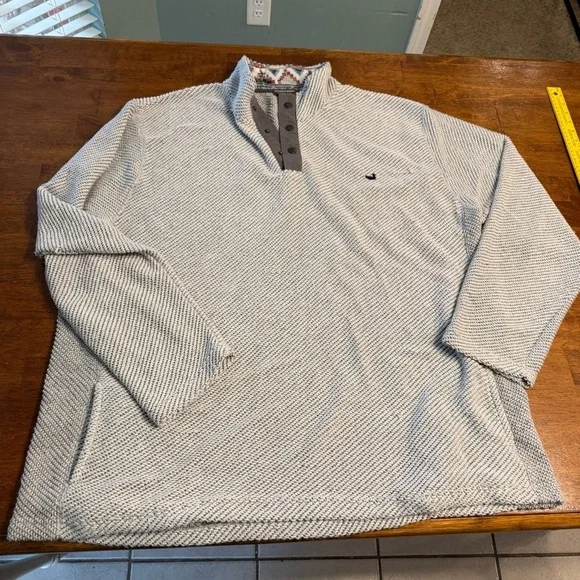 Southern Marsh Men's Pawley’s Rope Pullover Cream Gray Sweater size 2XL
